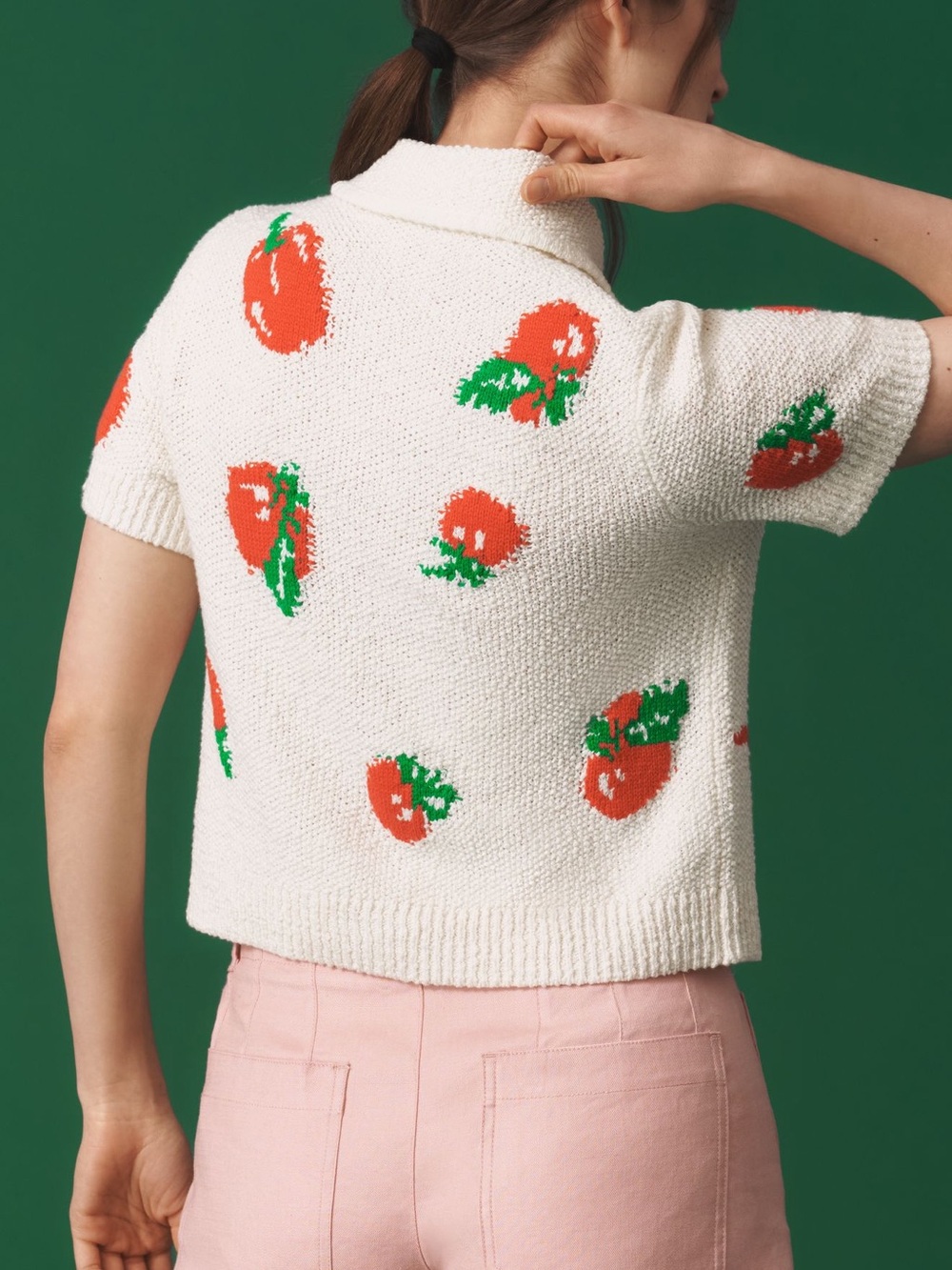🍅Anthropologie Short-Sleeve Collared Cardigan Sweater Maeve Medium - Picture 2 of 14
